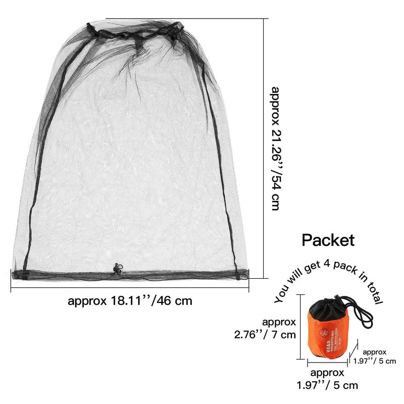 HESTYA 4 Pack Mosquito Net Face Mesh Net Protecting Head for Outdoor Hiking Camping Climbing Mosquito Fly Insects Preventing (Black, Gray,Big Size) - Image 2